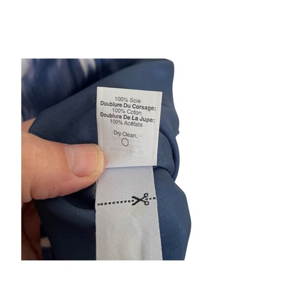 J. Crew Collection Silk Strapless Sheath Dress Sz 4 Blue Ikat 90's - Picture 9 of 9